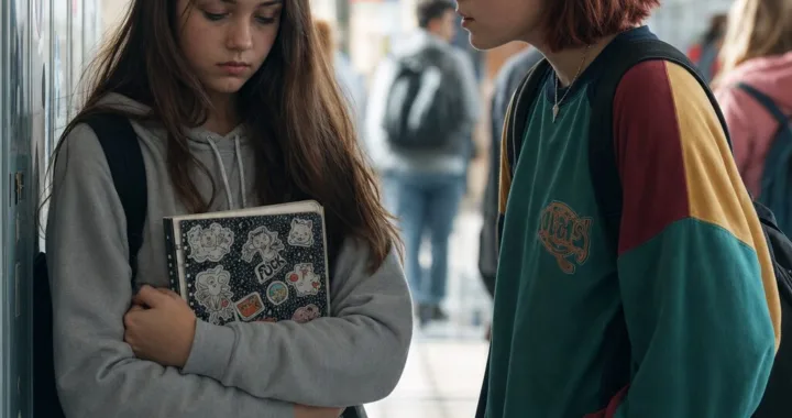 Dve tínedžerky stoja na školskej chodbe pri skrinkách po ospravedlnení, medzi nimi je cítiť napätie aj blízkosť.